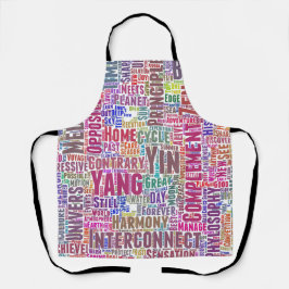 Yin Yan Nuage Mots Tekst Patroon Interconnectie Schort