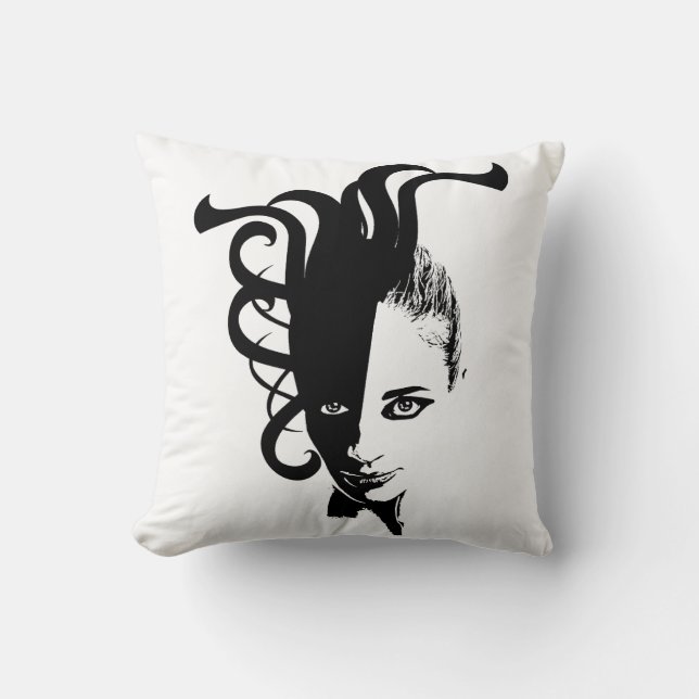 Yin Yan Ying Yang Womans Face Original Art Kussen (Voorkant)