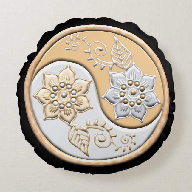 Yin Yang 1 Rond Kussen (Voorkant)
