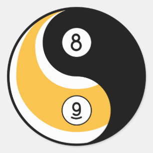 Yin Yang 8 Bal 9 Bal Symbool - Biljart Spel Ronde Sticker