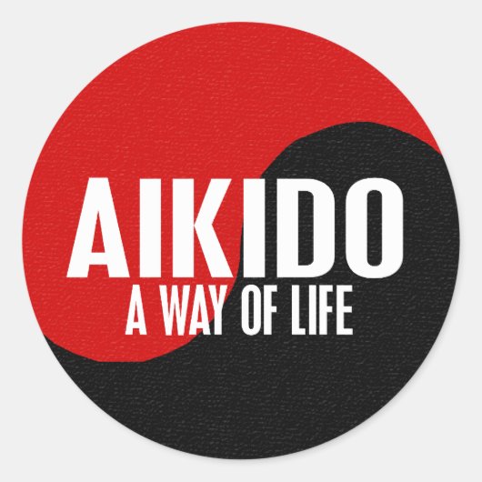Yin Yang Aikido 1 Ronde Sticker (Voorkant)