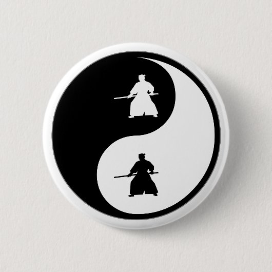 Yin Yang Aikido Ronde Button 5,7 Cm (Voorkant)