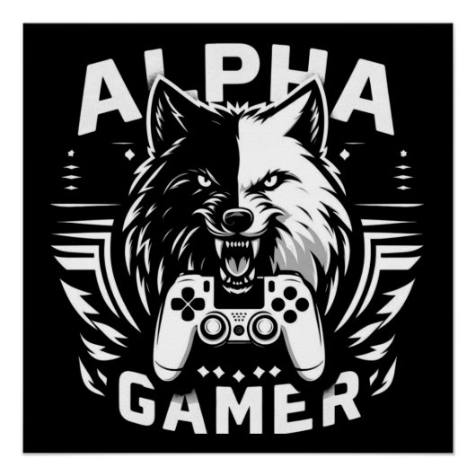 Yin Yang Alpha Gamer Wolf Perfect Poster (Voorkant)