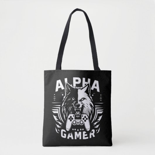 Yin Yang Alpha Gamer Wolf Tote Bag (Voorkant)