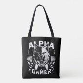 Yin Yang Alpha Gamer Wolf Tote Bag (Achterkant)