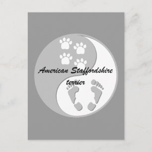 yin yang american staffordshire doodsbang briefkaart