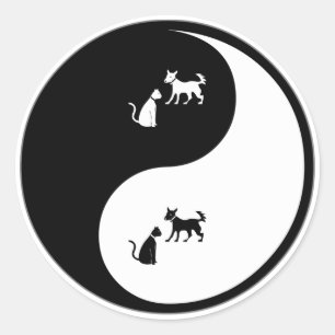 Yin Yang Animal Control Ronde Sticker