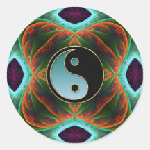 Yin Yang Aqua Green Fractal Art Sticker