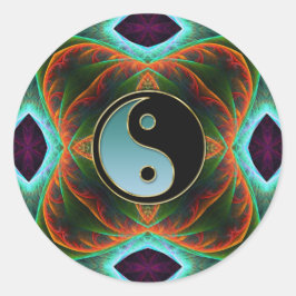 Yin Yang Aqua Green Fractal Art Sticker