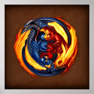 Yin Yang Art Fire and Water Poster