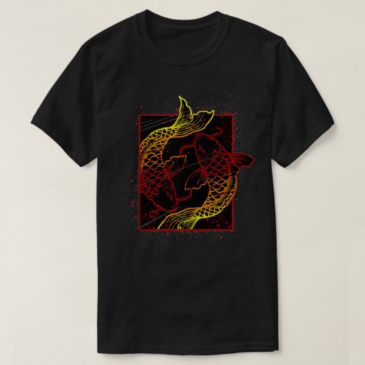 Yin Yang Asian Koi Fish Traditionele Japanse visse T-shirt (Design voorkant)
