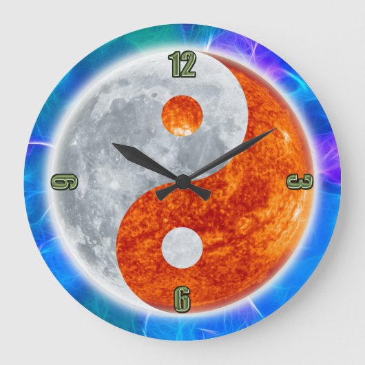 Yin & Yang Asian sign for Balance Wall Clock Grote Klok (Voorkant)