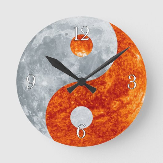 Yin & Yang Asian sign for Balance Wall Clock Ronde Klok (Voorkant)