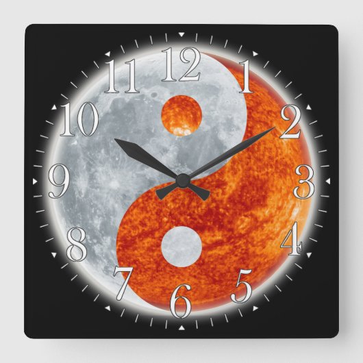Yin & Yang Asian sign for Balance Wall Clock Vierkante Klok (Voorkant)