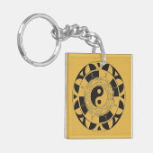 Yin & Yang Asian Symbol betekenings Square Sleutel Sleutelhanger (Voorkant Links)