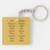 Yin & Yang Asian Symbol betekenings Square Sleutel Sleutelhanger (Achterkant)