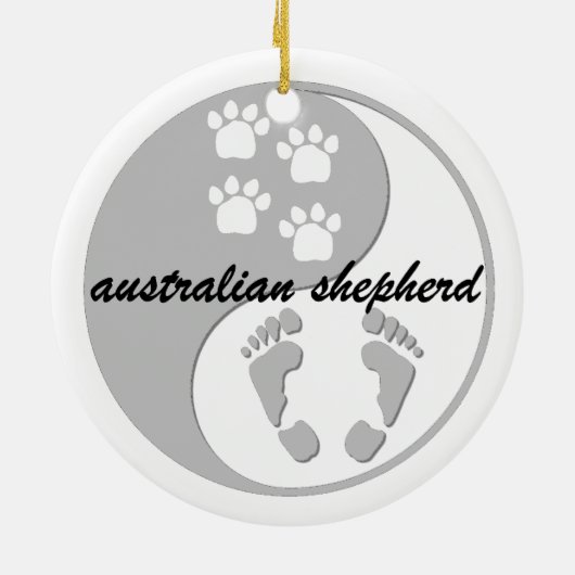 yin yang australian shepherd keramisch ornament (Achterkant)