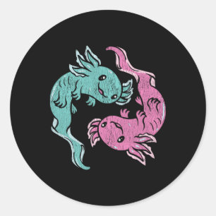 Yin Yang Axolotls - Schattige Mexicaanse Salamande Ronde Sticker