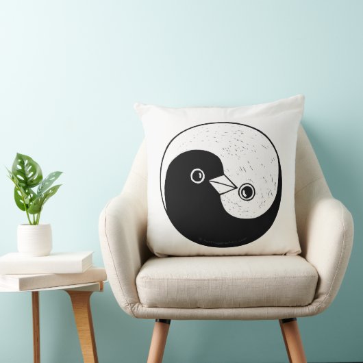 Yin yang b/w duikt groot werpkussen kussen (Stoel)