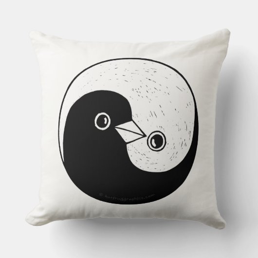 Yin yang b/w duikt groot werpkussen kussen (Voorkant)