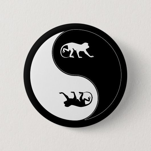 Yin Yang Baboon Ronde Button 5,7 Cm (Voorkant)