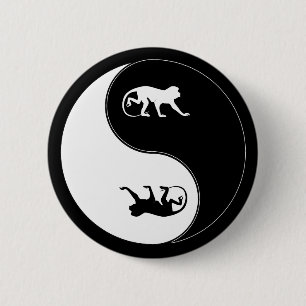 Yin Yang Baboon Ronde Button 5,7 Cm