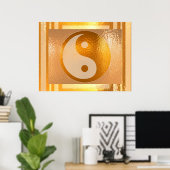 YIN YANG Balance: Brede gouden grens Poster (Thuiskantoor)