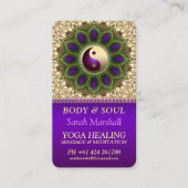 Yin Yang Balance Paarse Groene Pauw Mandala Visitekaartje (Voorkant)