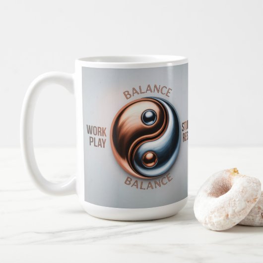 Yin Yang Balance Work Play Study Rest Mug Koffiemok (Met donut)