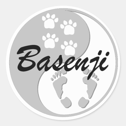 Yin Yang Basenji Ronde Sticker (Voorkant)