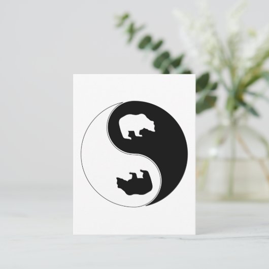 Yin Yang-Beer Briefkaart (Staand voorkant)