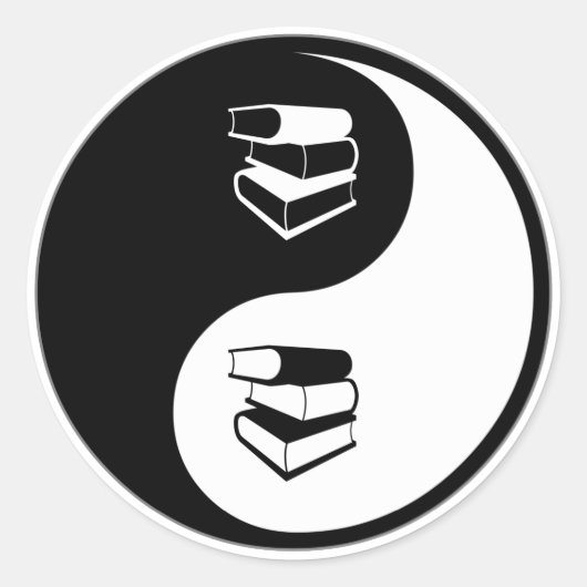 Yin Yang Bibliotheek Werk Ronde Sticker (Voorkant)