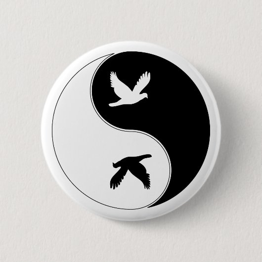 Yin Yang Bird Ronde Button 5,7 Cm (Voorkant)