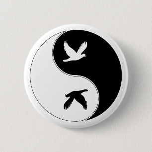 Yin Yang Bird Ronde Button 5,7 Cm