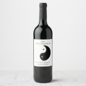 Yin Yang Black and White Hearts Weddenschap Wine L Wijn Etiket (Voorkant)