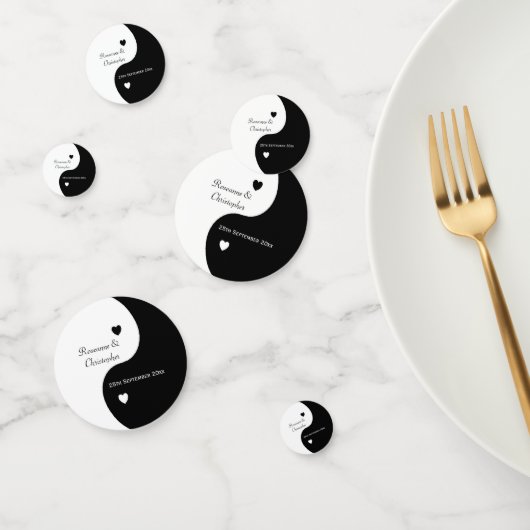 Yin Yang Black and White Hearts Wedding Confetti (Groep)