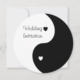 Yin Yang Black and White Hearts Wedding Kaart