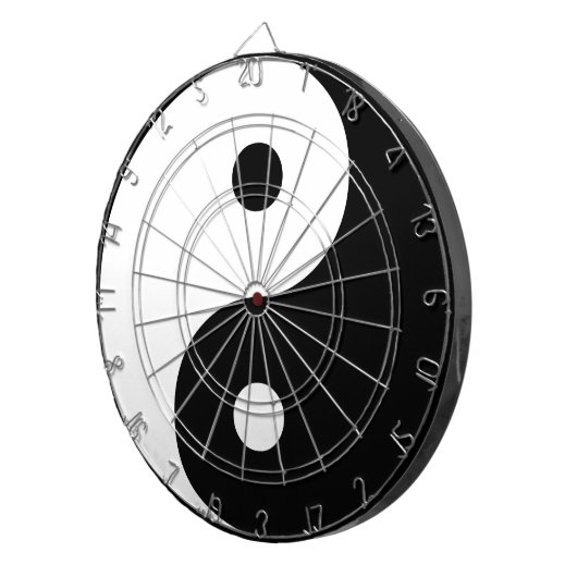 Yin Yang Black and White Illustration Sjabloon Dartbord (Voorkant Rechts)