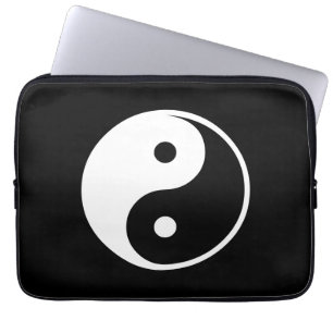 Yin Yang Black and White Illustration Sjabloon Laptop Sleeve