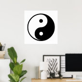 Yin Yang Black and White Illustration Sjabloon Poster (Thuiskantoor)