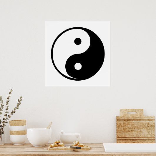 Yin Yang Black and White Illustration Sjabloon Poster (Keuken)