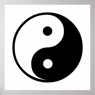 Yin Yang Black and White Illustration Sjabloon Poster