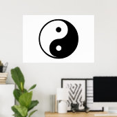 Yin Yang Black and White Illustration Sjabloon Poster (Thuiskantoor)