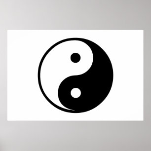 Yin Yang Black and White Illustration Sjabloon Poster