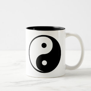 Yin Yang Black and White Illustration Sjabloon Tweekleurige Koffiemok