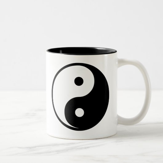 Yin Yang Black and White Illustration Sjabloon Tweekleurige Koffiemok (Rechts)