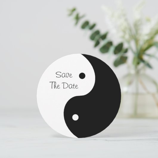 Yin Yang Black and White Save the Date Wedding (Staand voorkant)