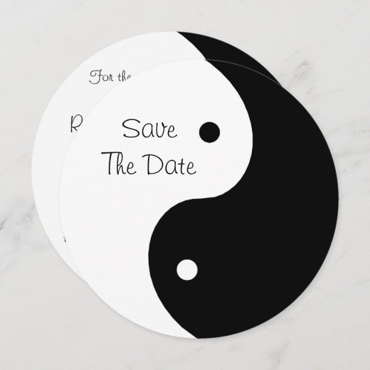 Yin Yang Black and White Save the Date Wedding (Voorkant / Achterkant)