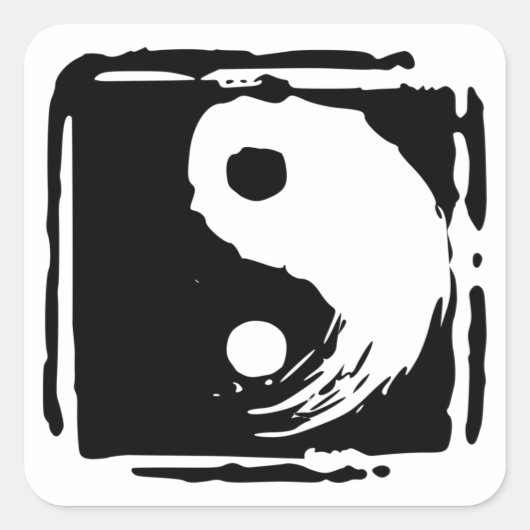 Yin Yang, Black and White Square Symbol, Vierkante Sticker (Voorkant)