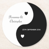 Yin Yang Black and White Wedding Ronde Kartonnen Onderzetter (Voorkant)